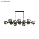 GobekUsa Modern Black Island Lighting with Smokey-Glass, 8/12 Heads - Stylish Hanging Lamp for Living Room
