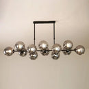 GobekUsa Modern Black Island Lighting with Smokey-Glass, 8/12 Heads - Stylish Hanging Lamp for Living Room