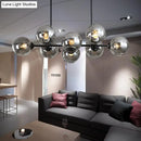 GobekUsa Modern Black Island Lighting with Smokey-Glass, 8/12 Heads - Stylish Hanging Lamp for Living Room