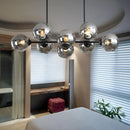 GobekUsa Modern Black Island Lighting with Smokey-Glass, 8/12 Heads - Stylish Hanging Lamp for Living Room