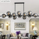 GobekUsa Modern Black Island Lighting with Smokey-Glass, 8/12 Heads - Stylish Hanging Lamp for Living Room