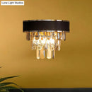 GobekUsa Minimalist Crystal Block Sconce Light Fixture with 3 Bulbs – Black and Gold Wall Mount Lamp