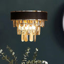 GobekUsa Minimalist Crystal Block Sconce Light Fixture with 3 Bulbs – Black and Gold Wall Mount Lamp