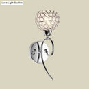 GobekUsa Modern Hemisphere Crystal Wall Lamp with Chrome Scroll Arm Sconce Light