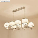 GobekUsa Traditional Island Pendant Light Kit - Square White Fabric, 6/8 Lights - Ideal for Dining Rooms