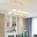 GobekUsa Traditional Island Pendant Light Kit - Square White Fabric, 6/8 Lights - Ideal for Dining Rooms
