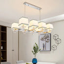 GobekUsa Traditional Island Pendant Light Kit - Square White Fabric, 6/8 Lights - Ideal for Dining Rooms