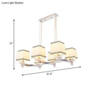 GobekUsa Traditional Island Pendant Light Kit - Square White Fabric, 6/8 Lights - Ideal for Dining Rooms