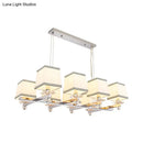 GobekUsa Traditional Island Pendant Light Kit - Square White Fabric, 6/8 Lights - Ideal for Dining Rooms
