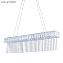 GobekUsa Modern Crystal LED Kitchen Island Pendant Light with Chain Fringe - Oversized Rectangle Design