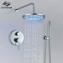 GobekUsa Brass Shower Set with 2-Way Mixer and Handheld Spray - 8-16" Rain Shower Head
