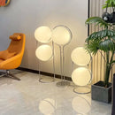 GobekUsa Garrault LED Chrome Metal Ball Floor Lamp with White Acrylic Shade