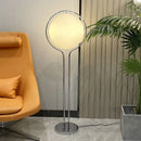 GobekUsa Garrault LED Chrome Metal Ball Floor Lamp with White Acrylic Shade