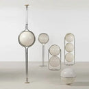 GobekUsa Garrault LED Chrome Metal Ball Floor Lamp with White Acrylic Shade