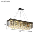 GobekUsa Modern Chrome LED Island Pendant Light with Rectangular Crystal Drip Design, 23.5"/31.5" Width