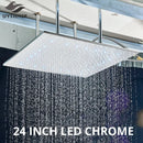 GobekUsa 24" Chrome LED Rain Shower Head Ceiling Mounted Top Sprayer & Arm