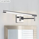 GobekUsa Adjustable LED Vanity Sconce with Metallic Mini Cylinder and Round/Square Backplate in Silver - Warm/White Lighting