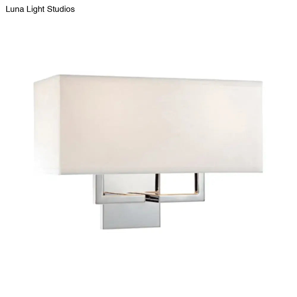 GobekUsa Modern LED Wall Sconce with Fabric Shade - Chrome Rectangular Mount Light, photo 2 of 3