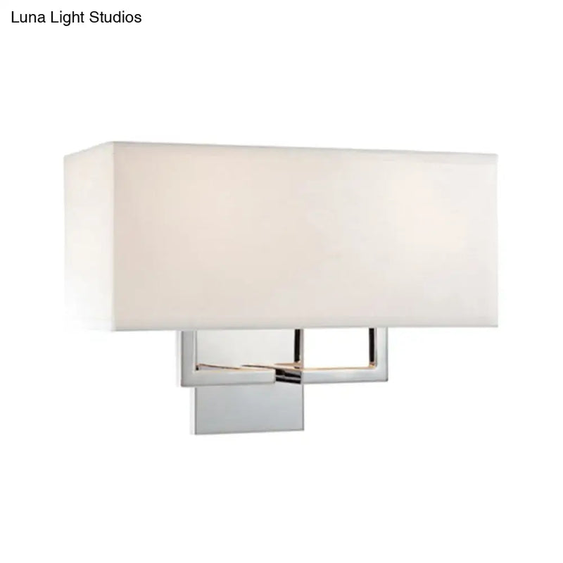 GobekUsa Modern LED Wall Sconce with Fabric Shade - Chrome Rectangular Mount Light, photo 2 of 3
