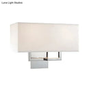 GobekUsa Modern LED Wall Sconce with Fabric Shade - Chrome Rectangular Mount Light