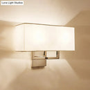 GobekUsa Modern LED Wall Sconce with Fabric Shade - Chrome Rectangular Mount Light