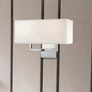 GobekUsa Modern LED Wall Sconce with Fabric Shade - Chrome Rectangular Mount Light
