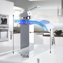 GobekUsa LED Waterfall Basin Mixer Faucet Chrome Finish Single Handle Sink Tap