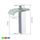 GobekUsa LED Waterfall Basin Mixer Faucet Chrome Finish Single Handle Sink Tap