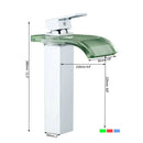 GobekUsa LED Waterfall Basin Mixer Faucet Chrome Finish Single Handle Sink Tap