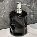 Modern chrome & matte white wrinkle ceramic soap dispenser set bathroom by Decorbites