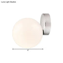 GobekUsa 6"/8" Round Ball Wall Sconce Modern Style Milk Glass Living Room Light, Wall Mounted Lamp with Silver Finish