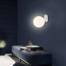 GobekUsa 6"/8" Round Ball Wall Sconce Modern Style Milk Glass Living Room Light, Wall Mounted Lamp with Silver Finish