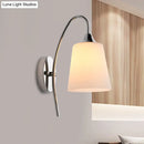 GobekUsa Modern Trumpet Wall Light Fixture - Milky Glass Sconce in Chrome for Stairway