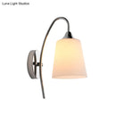 GobekUsa Modern Trumpet Wall Light Fixture - Milky Glass Sconce in Chrome for Stairway
