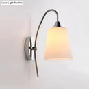 GobekUsa Modern Trumpet Wall Light Fixture - Milky Glass Sconce in Chrome for Stairway