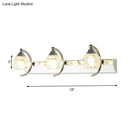 GobekUsa Modern Mushroom Vanity Mirror Light - Clear Crystal 3-Light Bathroom Wall Lamp in Silver with Curved Arm - Warm/White Light