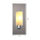 GobekUsa Modern Opal Glass Tube Wall Sconce Light with Chrome Finish and Metal Backplate