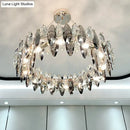 GobekUsa Minimalist Oval Crystal Clear Pendant Chandelier - Elegant Ceiling Light for Restaurants