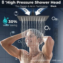GobekUsa Black Full Shower System Set with Rain Pressure Spray Head and Faucet Panel
