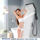 GobekUsa Black Full Shower System Set with Rain Pressure Spray Head and Faucet Panel