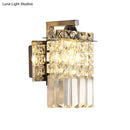 GobekUsa Chrome Rectangle Crystal Wall Sconce with Draping Crystal Rods