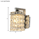 GobekUsa Chrome Rectangle Crystal Wall Sconce with Draping Crystal Rods