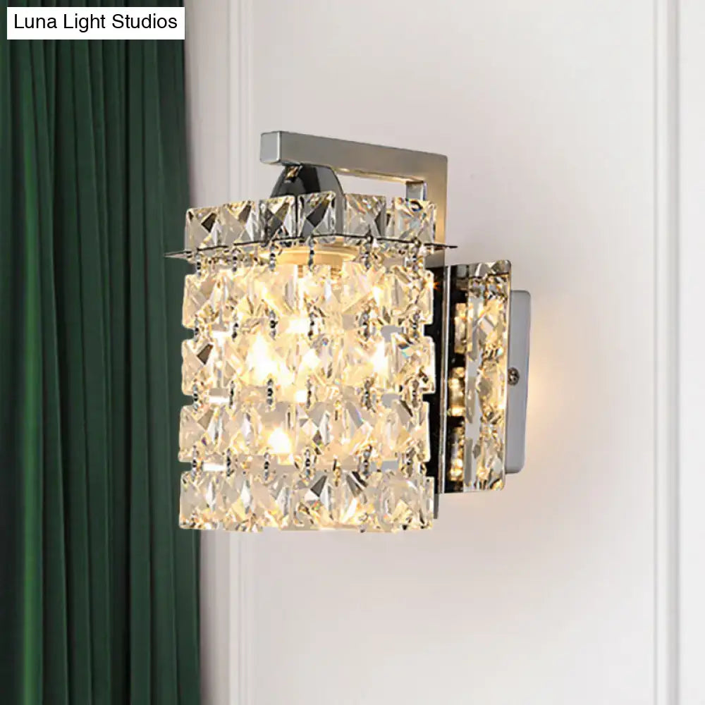GobekUsa Chrome Rectangle Crystal Wall Sconce with Draping Crystal Rods, photo 8 of 9