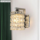 GobekUsa Chrome Rectangle Crystal Wall Sconce with Draping Crystal Rods