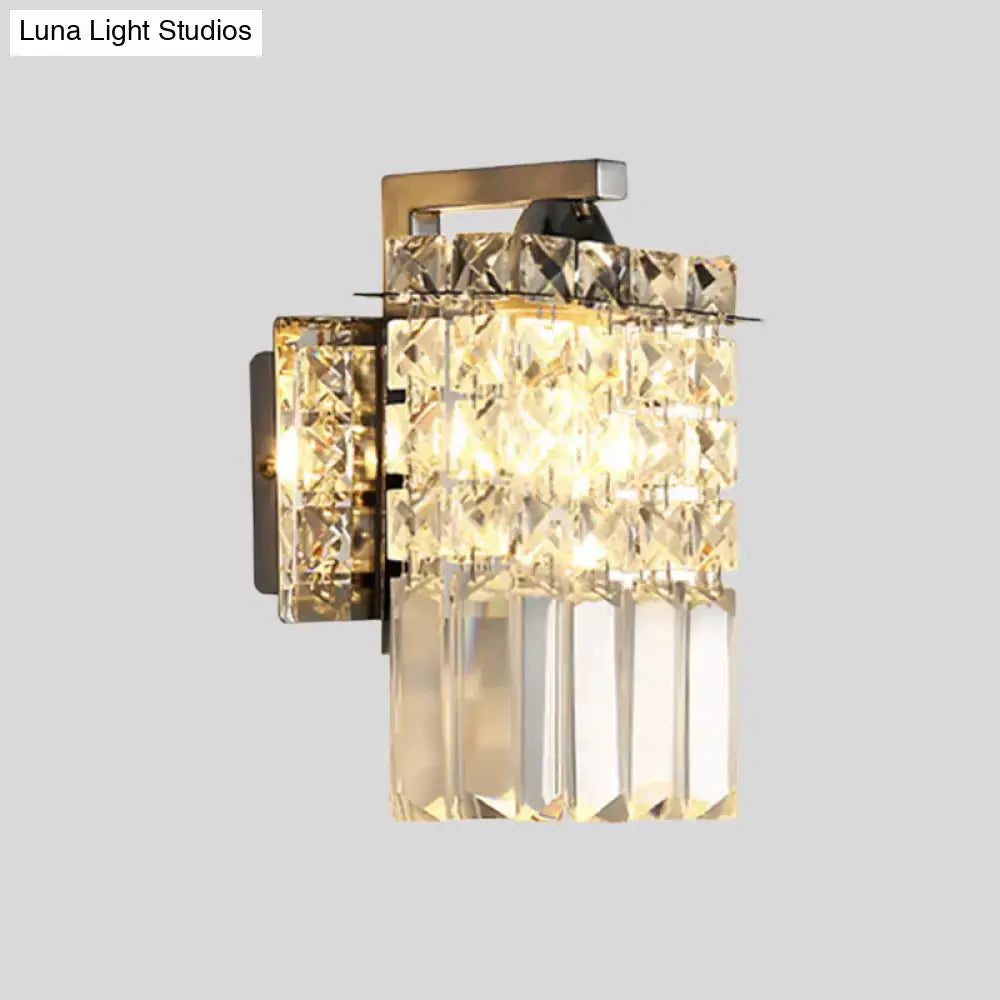 GobekUsa Chrome Rectangle Crystal Wall Sconce with Draping Crystal Rods, photo 2 of 9