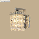 GobekUsa Chrome Rectangle Crystal Wall Sconce with Draping Crystal Rods
