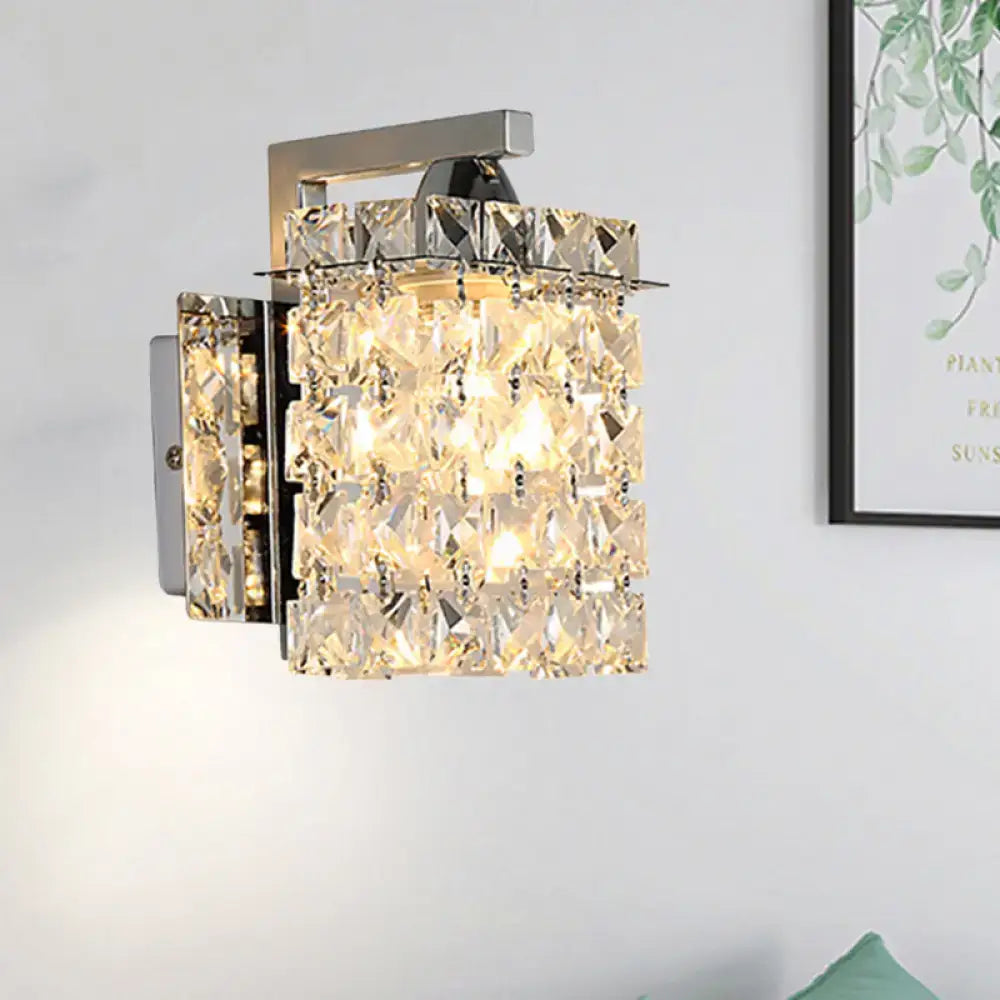 GobekUsa Chrome Rectangle Crystal Wall Sconce with Draping Crystal Rods, photo 9 of 9
