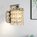 GobekUsa Chrome Rectangle Crystal Wall Sconce with Draping Crystal Rods