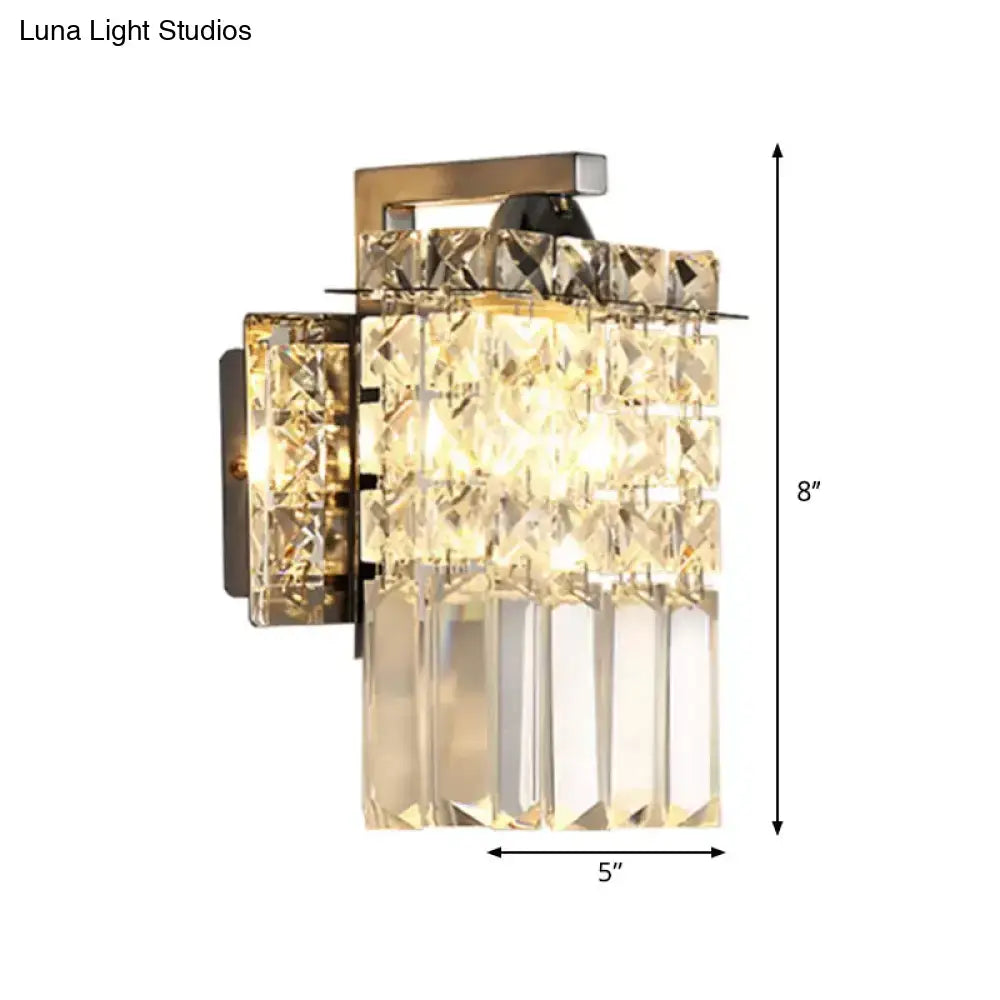 GobekUsa Chrome Rectangle Crystal Wall Sconce with Draping Crystal Rods, photo 6 of 9