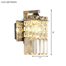 GobekUsa Chrome Rectangle Crystal Wall Sconce with Draping Crystal Rods